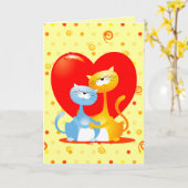 ラブリーな猫たち、グリーティングカード カード (黄色い花)