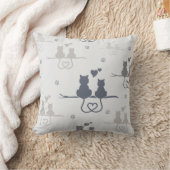 ラブリーな猫たち 現代の動物シルエットパターン クッション (ブランケット)