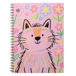 ラブリーな猫のイラストが描かれたピンクのノート ノートブック