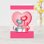 ラブリーな猫のグリーティングカード カード (黄色い花)