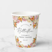 ラブリーな蝶々と芍薬のウェディングシャワー 紙コップ (正面)