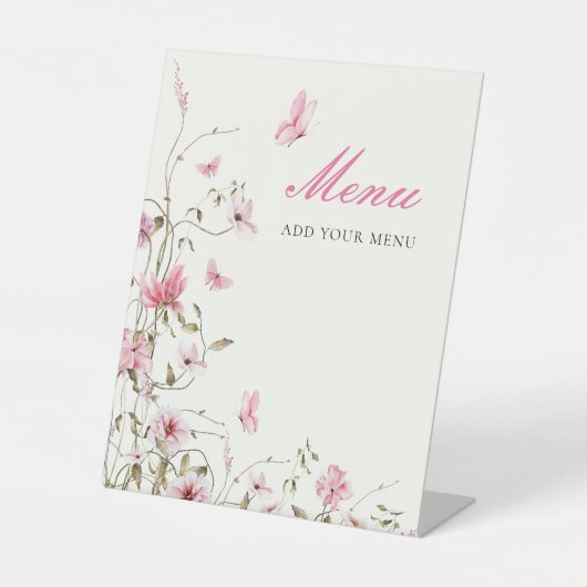 ラブリーな蝶々のプリンセスシャワーメニュー 台座サイン (正面)