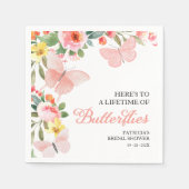 ラブリーな蝶のブライダルシャワーフラワーセット スタンダードカクテルナプキン (正面)