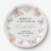 ラブリーな蝶のブライダルシャワー ピンクゴールド ペーパープレート (正面)