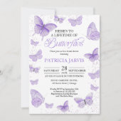 ラブリーな蝶のプリンセスシャワー 招待状 (正面)