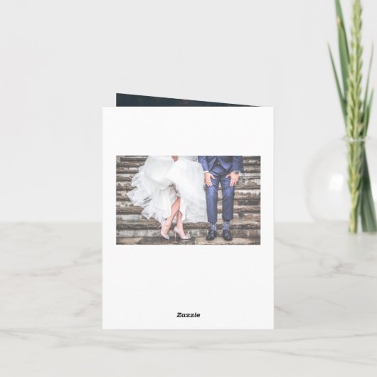 ラブリーな赤いハートのウェディング写真ありがとうカード サンキューカード (裏面)