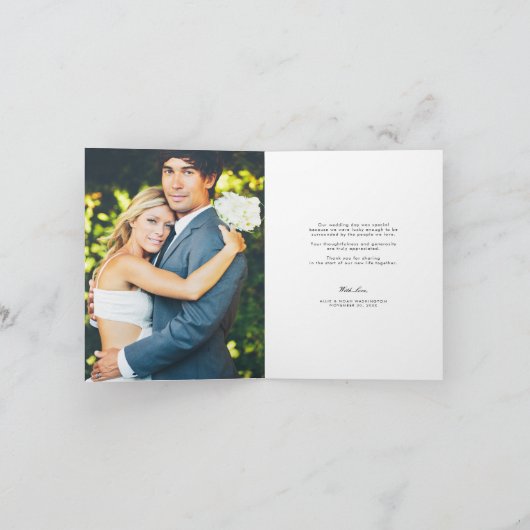 ラブリーな赤いハートのウェディング写真ありがとうカード サンキューカード (内部)