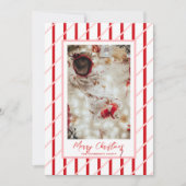 ラブリーな赤とピンクのストライプ | クリスマスの家族写真 シーズンカード (正面)