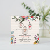 ラブリーな鳥と花の招待状 招待状 (スタンド正面)