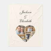 ラブリーアイボリーハートフォトコラージュパーソナライズされた フリースブランケット (正面)