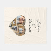 ラブリーアイボリーハートフォトコラージュパーソナライズされた フリースブランケット (正面(横))