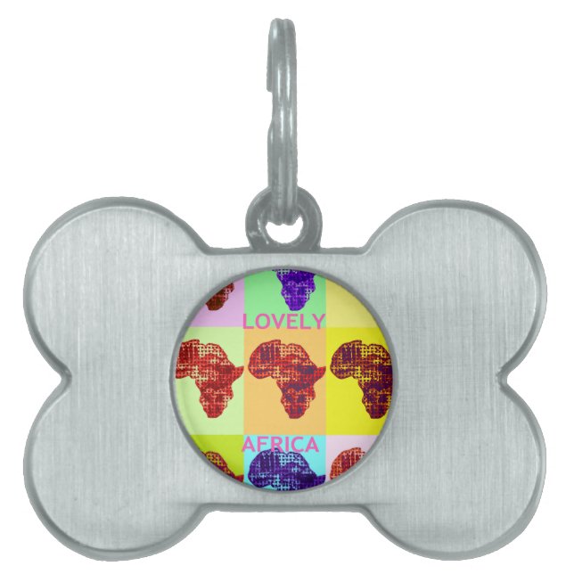 ラブリーアカラフルフマップパターポップ・アートのンアートデザイン ペットネームタグ (正面)