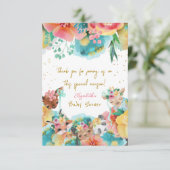 ラブリーアニマルフラワー開花ベビーガールシャワー サンキューカード (スタンド正面)