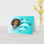 ラブリーアフリカンアメリカンガール誕生日カード カード (黄色い花)