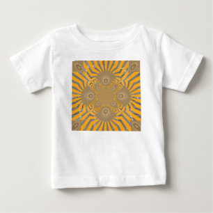 ラブリーアフリカンラウンドイエローシェブロンアートデザイン ベビーTシャツ