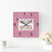 ラブリーアフリカヴィンテージカラーズハクナマタタギフト スクエア壁時計 (ホーム)