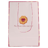 ラブリーアリスラビットピンクティーパーティー誕生日 ミディアムペーパーバッグ (裏面)