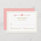 ラブリーアローズウェディングRSVPカード/赤面&金ゴールド 出欠カード (正面/裏面)