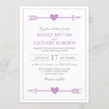 ラブリーアローズ結婚式招待状/薄紫とグレー