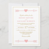 ラブリーアローズ結婚式招待状/赤面&金ゴールド 招待状 (正面)