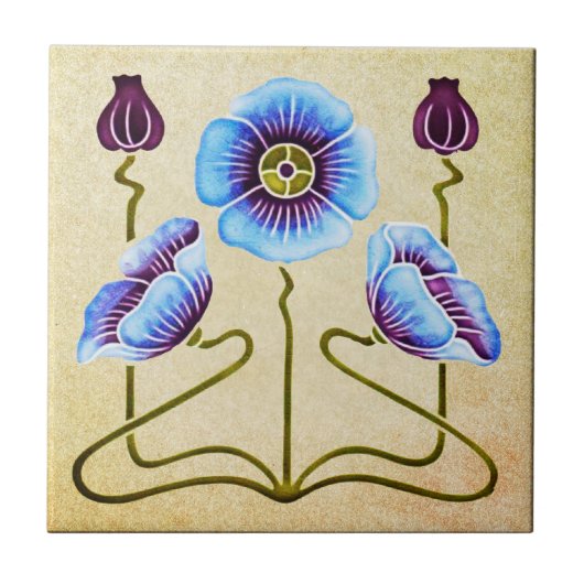 ラブリーアールヌーボーフローラオンストーン タイル (正面)