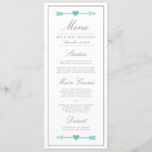 ラブリーア結婚ローズのディナーメニュー/ティール（緑がかった色）&グレー