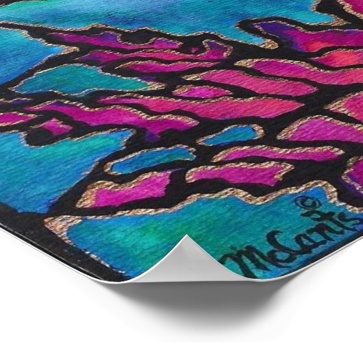 ラブリーイエローバーアンジェフィッシュコーラルリーフアー絵画ト ポスター (角)