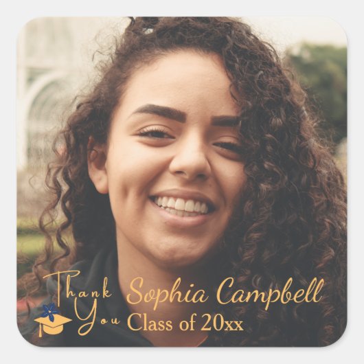 ラブリーイエロー卒業式スクエアステッカー スクエアシール (正面)