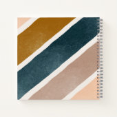 ラブリーイニシャルストライプのパターンティール（緑がかった色） ノートブック (裏面)