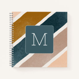 ラブリーイニシャルストライプのパターンティール（緑がかった色） ノートブック
