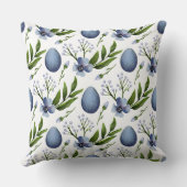 ラブリーイースターブルーパープルエレガントエッグウォータカラー クッション (裏面)