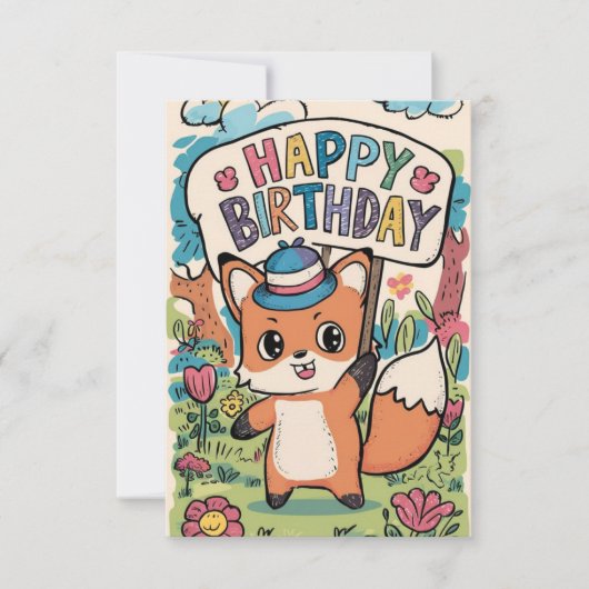 ラブリーウィッシュキツネ誕生日カード カード (正面)
