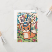 ラブリーウィッシュキツネ誕生日カード カード (正面/裏面インサイチュ)