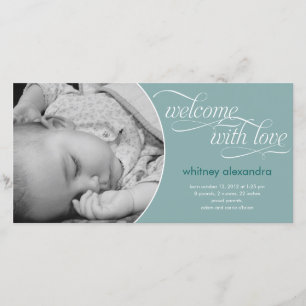 ラブリーウェルカムベビー誕生のお知らせ – 青 案内状