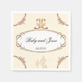 ラブリーウエスタンダークブラウン結婚ズ スタンダードカクテルナプキン