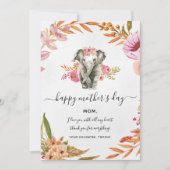 ラブリーウォータカラーエレファントとフラワーホリデー 招待状 (正面)