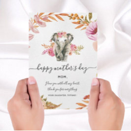 ラブリーウォータカラーエレファントとフラワーホリデー 招待状