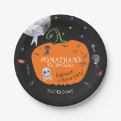 ラブリーウォータカラーハロウィンキッズコスチュームパーティー ペーパープレート (正面)