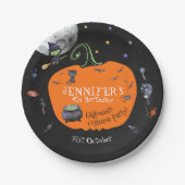 ラブリーウォータカラーハロウィンキッズコスチュームパーティー ペーパープレート (正面)