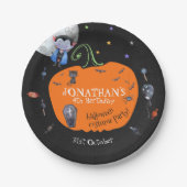 ラブリーウォータカラーハロウィンキッズコスチュームパーティー ペーパープレート (正面)