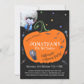 ラブリーウォータカラーハロウィンキッズコスチュームパーティー 招待状 (正面)