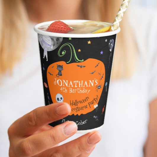 ラブリーウォータカラーハロウィンキッズコスチュームパーティー 紙コップ