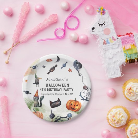 ラブリーウォータカラー子供の誕生日ハロウィーン ペーパープレート (パーティー)