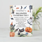 ラブリーウォータカラー子供の誕生日ハロウィーン 招待状 (スタンド正面)
