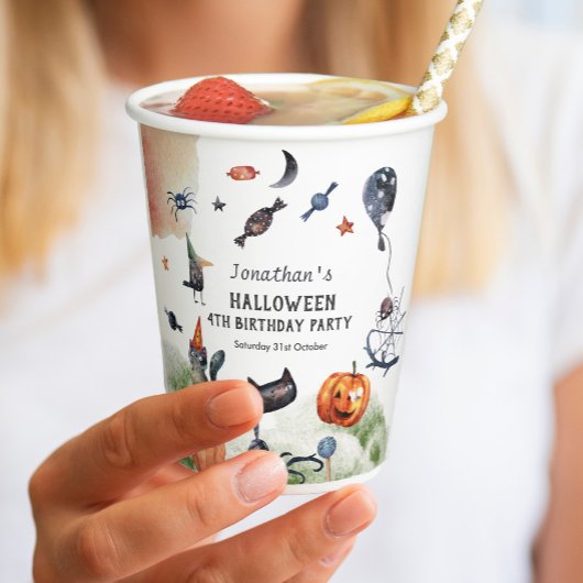 ラブリーウォータカラー子供の誕生日ハロウィーン 紙コップ