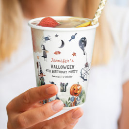 ラブリーウォータカラー子供の誕生日ハロウィーン 紙コップ