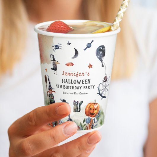 ラブリーウォータカラー子供の誕生日ハロウィーン 紙コップ