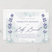 ラブリーウォーターかわいらしカラーとスクリプトベビーブランチ 招待状 (正面/裏面)