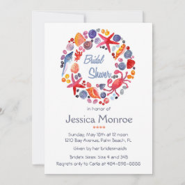 ラブリーウォーターカラーシーリースビーチブライダルシャワー 招待状