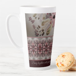 ラブリーウォーターカラーローズピンクフローラ カフェラテマグ